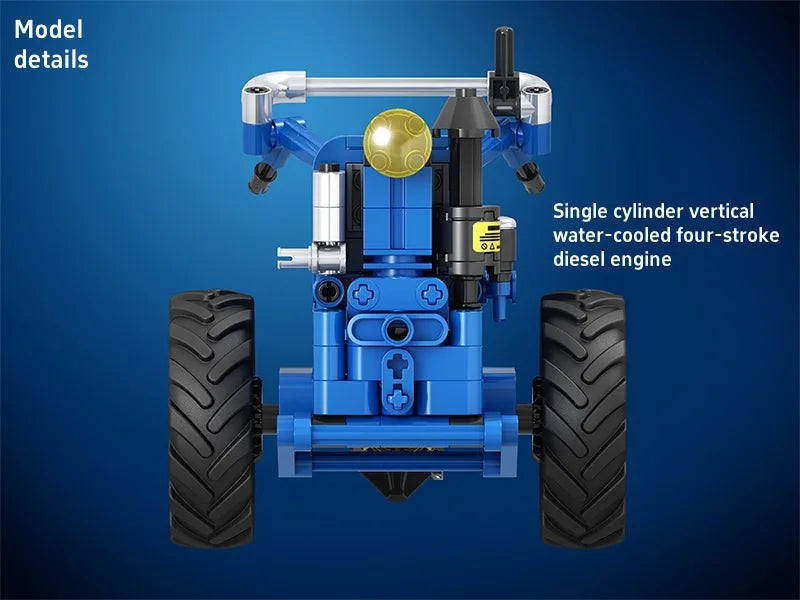 Serie de herramientas de simulación, conjunto de tractor de mano retro, bloques de construcción, detalles 1:10, restauración, diseños móviles, regalo nostálgico para niños