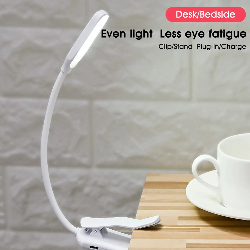 Luz de Lectura LED Clip Recargable USB 3 Niveles