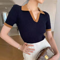 Camiseta Polo de Verano para Mujer Estilo Francés