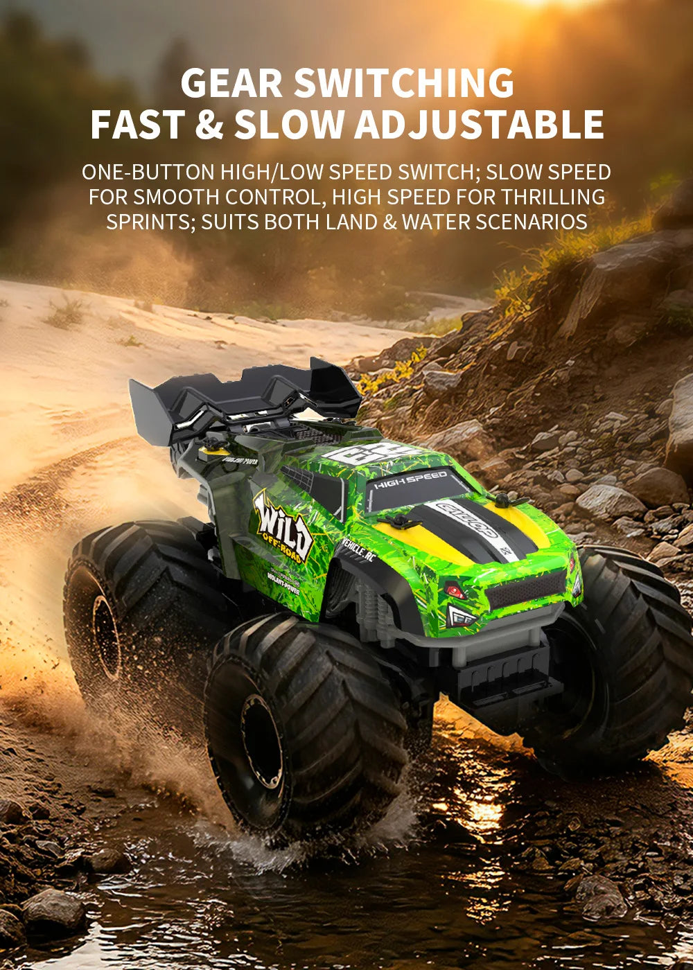 Monster Truck RC Anfibio 4WD Control Remoto Tierra y Agua