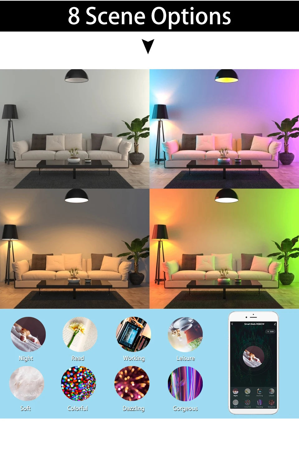 Bombilla LED Inteligente WiFi Tuya con Control de Voz