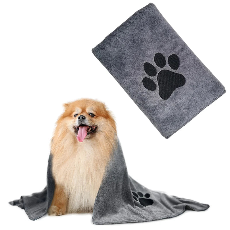Toalla de baño de microfibra de 35x75cm/50x100cm, Toalla de baño gruesa y rápida para mascotas, suministros de aseo para perros absorbentes súper suaves bordados