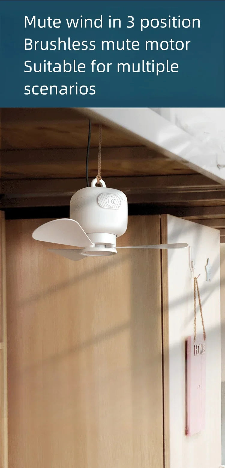 Ventilador de techo USB con 3 velocidades, ventilador de 3 metros con hoja desmontable, portátil, silencioso, refrigeración interior, exterior, tienda de campaña, Control de línea