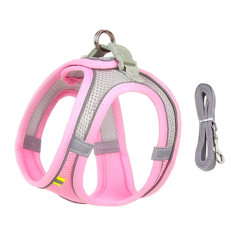 Arnés Chaleco Ajustable para Perros y Gatos con Correa Reflectante
