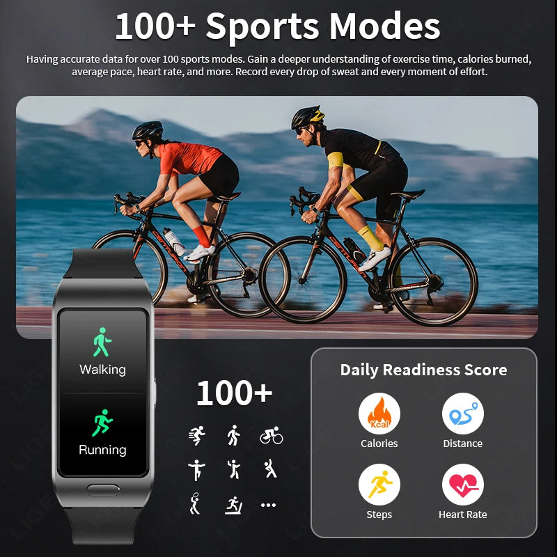 Reloj inteligente LIGE 2 en 1 TWS auriculares 1,57 "hombres mujeres GPS deportes Fitness ECG relojes de ritmo cardíaco Bluetooth llamada música Smartwatch