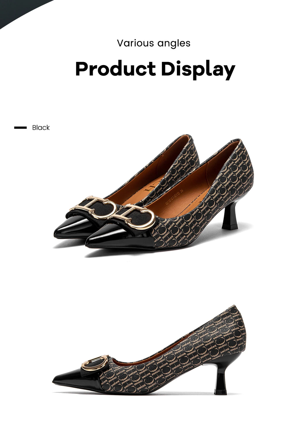 Zapatos de Tacón Clásicos con Estampado para Mujer — Punta Fina