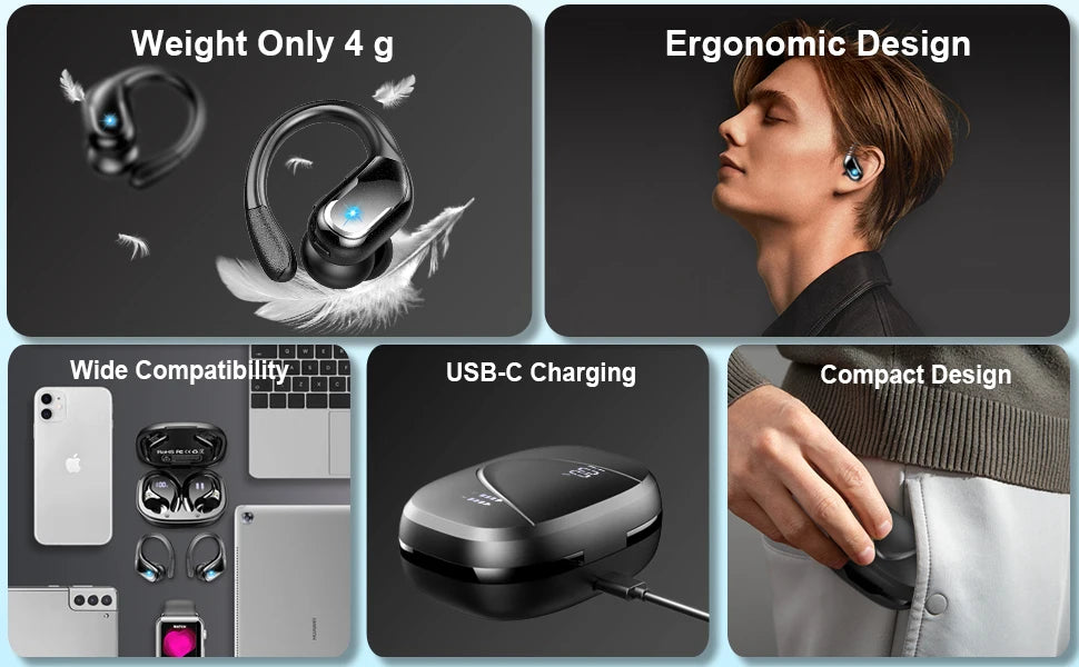 Auriculares Bluetooth 5.3 IP7 75h Deportivos Graves