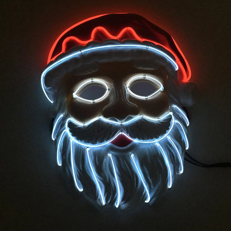 Máscara de fiesta de Navidad, mascarada de Navidad, Cosplay, Papá Noel, máscara LED, accesorios divertidos para disfraz de fiesta, regalo de Navidad, juguete para niños