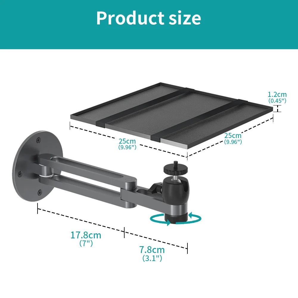 Soporte de montaje en pared para proyector, soporte de pared plegable ajustable multiángulo con rotación de 360 grados, soporte para proyector de aleación de aluminio