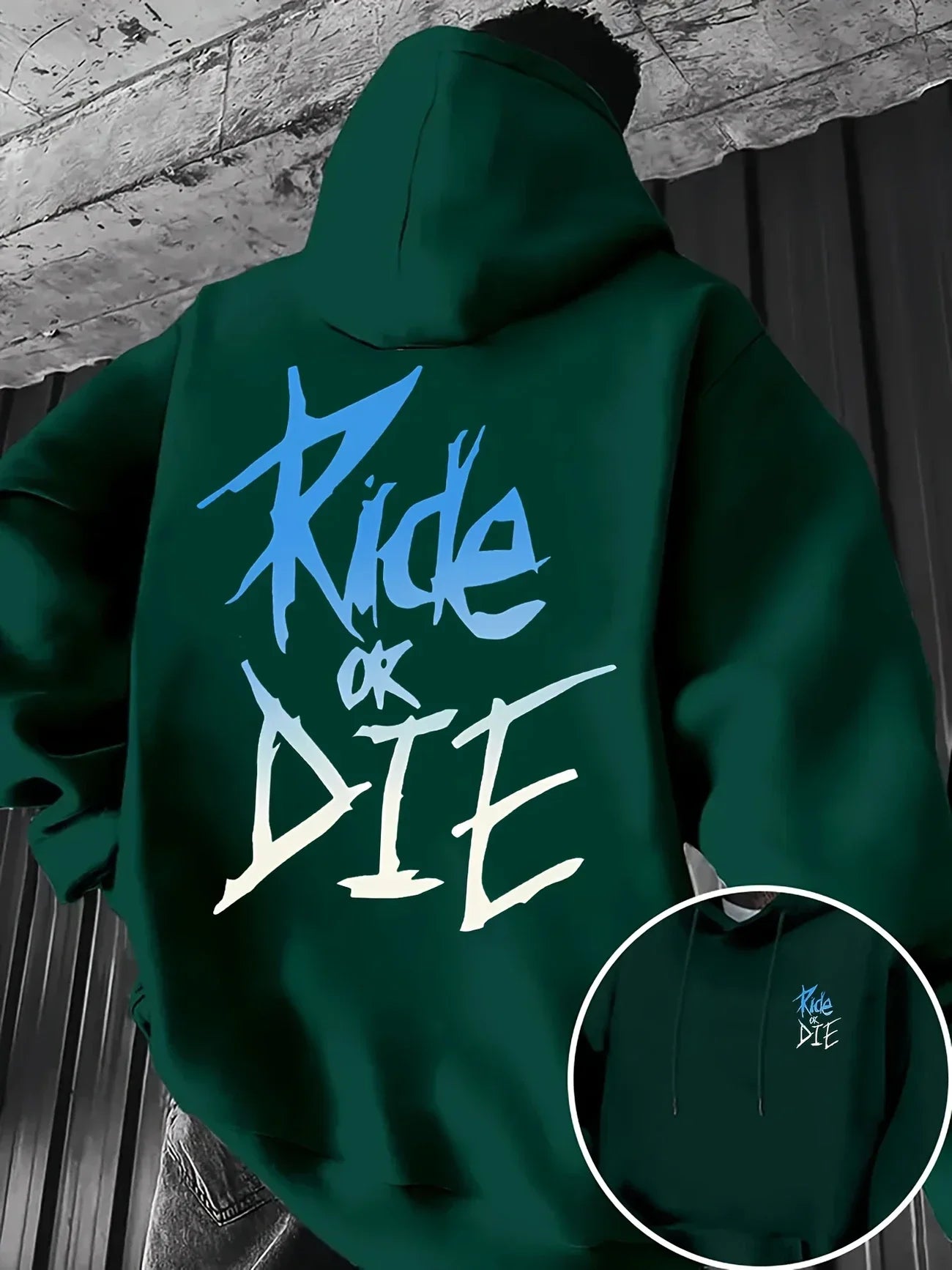 Buzo con Capucha Hombre Estampado Ride or Die Hip-Hop