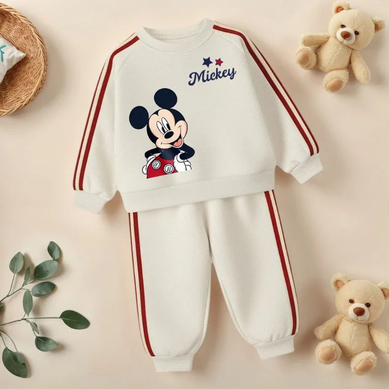 Conjuntos de sudaderas informales con estampado de dibujos animados para niños, sudaderas con capucha y cuello redondo, pantalón largo, traje de dos piezas, chándal para niñas, primavera 2026