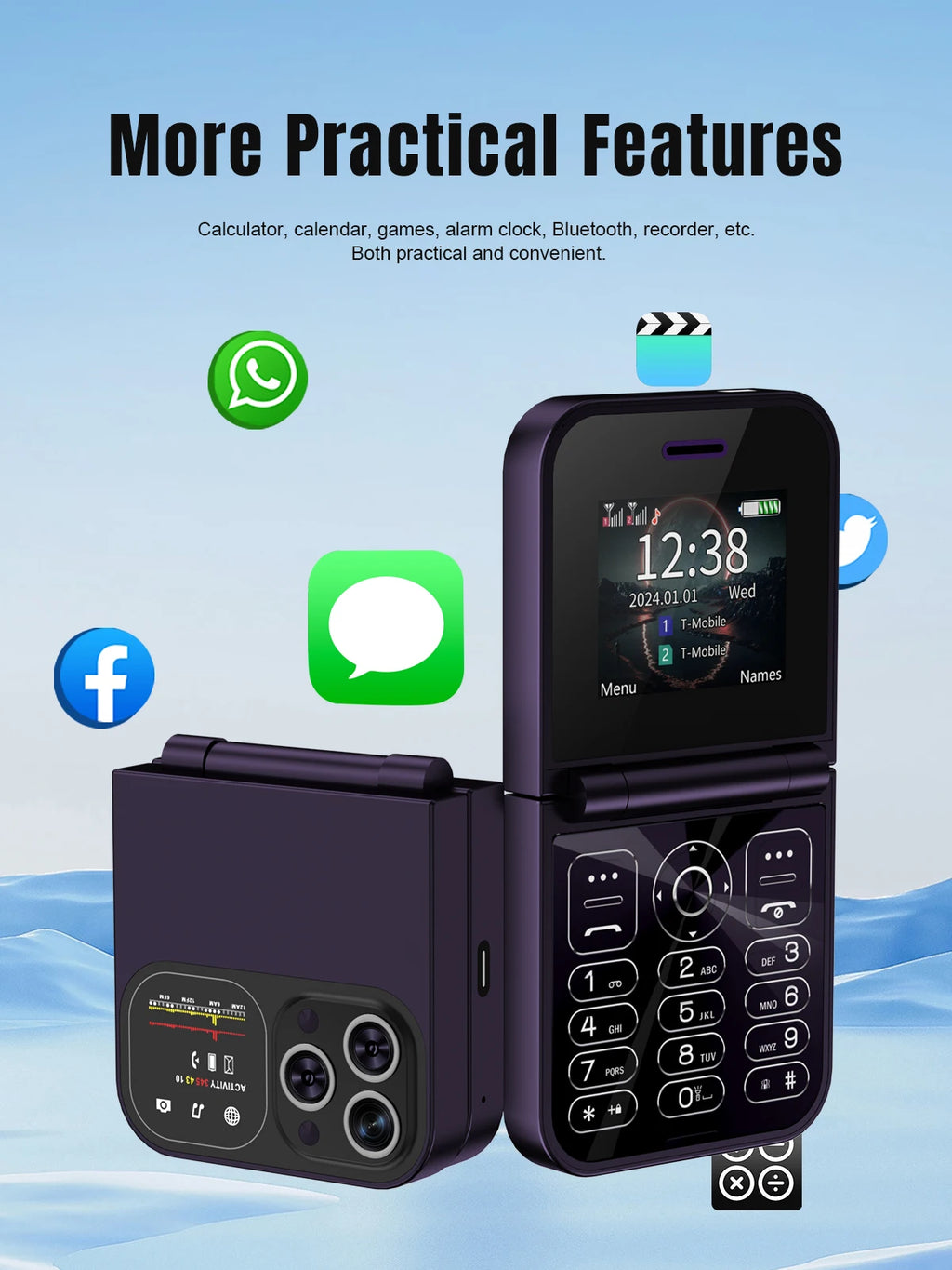 SERVO F15 Mini teléfono móvil pequeño con tapa 2 SIM en espera velocidad Dial linterna de voz mágica grabación de llamadas 2G GSM lindo teléfono móvil plegable