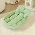Cama de Princesa para Mascotas - Felpa Ovalada con Encaje para Perros y Gatos