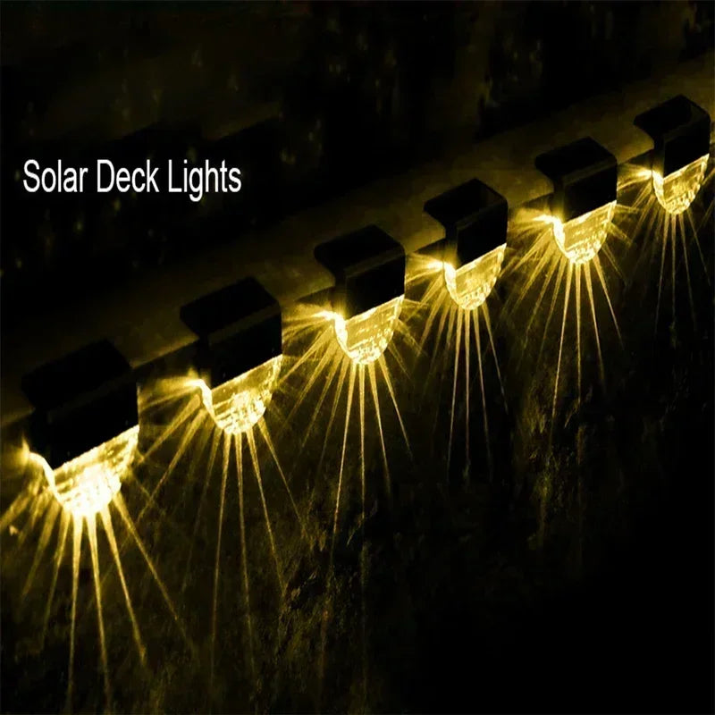 Luces solares para cubierta, luces para valla, luces para escalones al aire libre, luces solares impermeables para barandilla, escaleras, valla, patio y camino