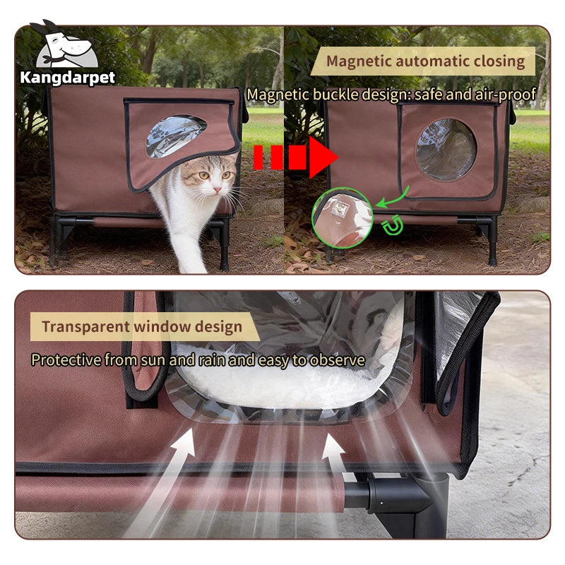 Casa para Gatos de Exterior Impermeable, Plegable y Cálida