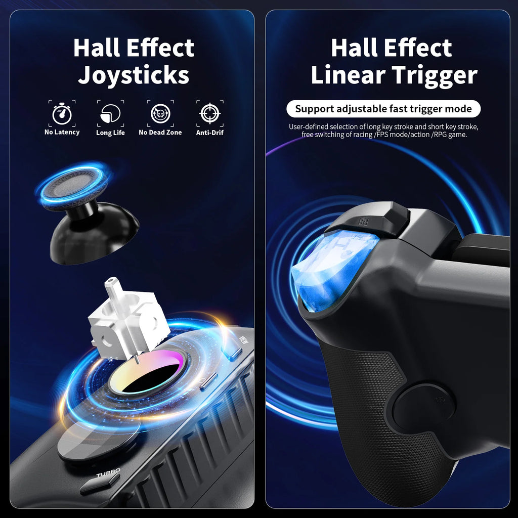 AceGamer Gamepad tipo C controlador de juegos móvil para iPhone 15 Series/Android, controlador de teléfono de estiramiento con joys de efecto Hall