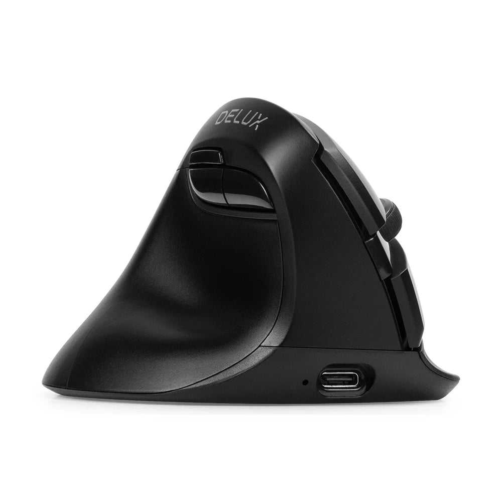 Delux M618ZD Ratón Vertical inalámbrico ergonómico de mano izquierda Bluetooth 2,4 GHz recargable silencioso clic ratones para oficina mano pequeña