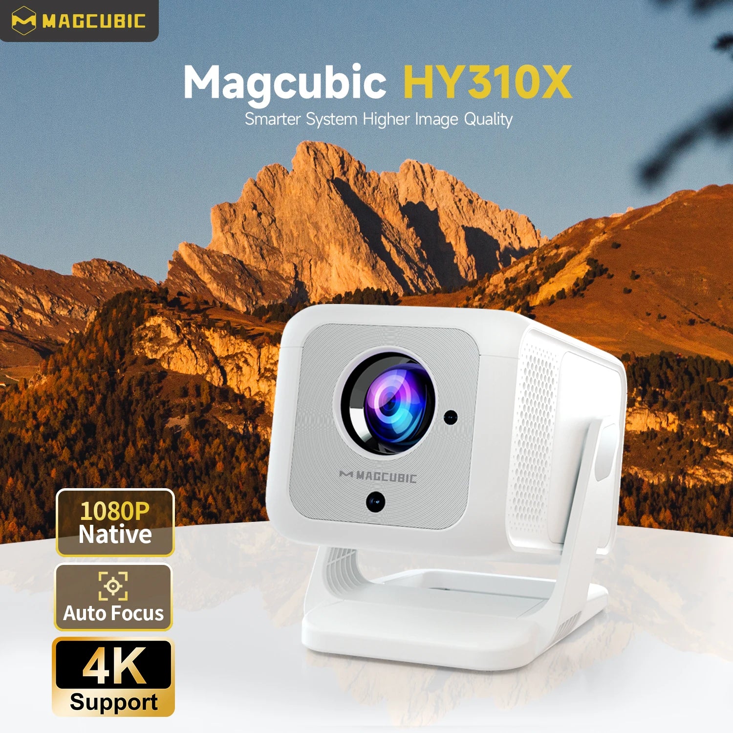 Magcubic HY310X 4K Mini proyector de enfoque automático con Full HD 1080P 420ANSI Android 11Keystone para proyector de soporte de cine al aire libre