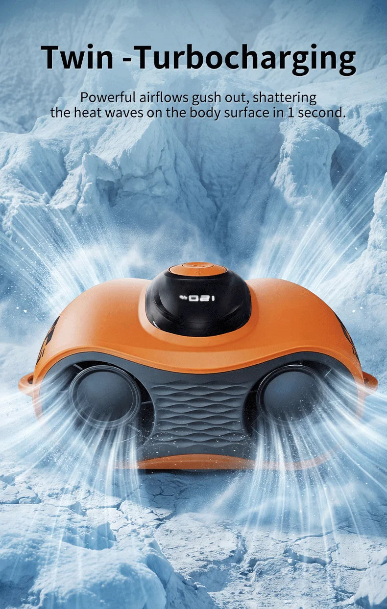 Ventilador Portátil de Cintura, Ventilador de Cuello y Cintura con Doble Flujo de Aire y Pantalla LED de Batería, Mini Ventilador de Mano para Exteriores/Construcción/Escritorio
