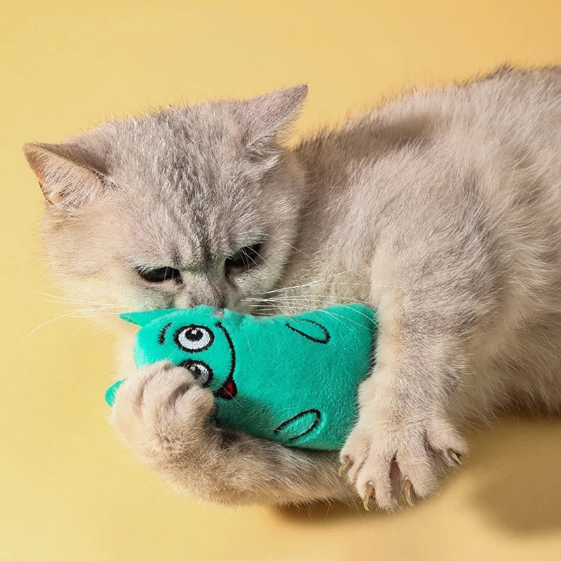 Juguetes con forma de perro y gato de dibujos animados, muñecos de peluche para cachorros resistentes a mordeduras, interactividad de autodenimiento para rechinar y limpiar los dientes