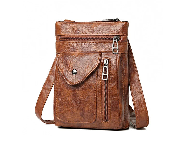 Bolso de hombro de cuero suave para mujer, bolso para teléfono móvil, bolso en capas, cartero, diseñador de lujo de un solo hombro, bolso de mujer, billetera