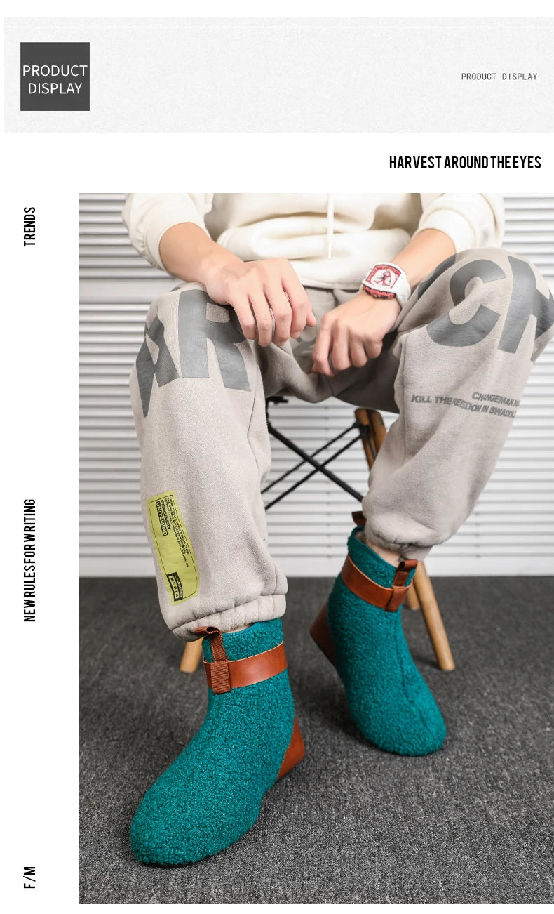 YRZL, zapatos para hombre, botas de invierno para hombre, zapatillas cálidas para hombre, zapatos planos suaves antideslizantes, zapatos casuales para hombre, cómodas zapatillas de interior para el hogar para hombre