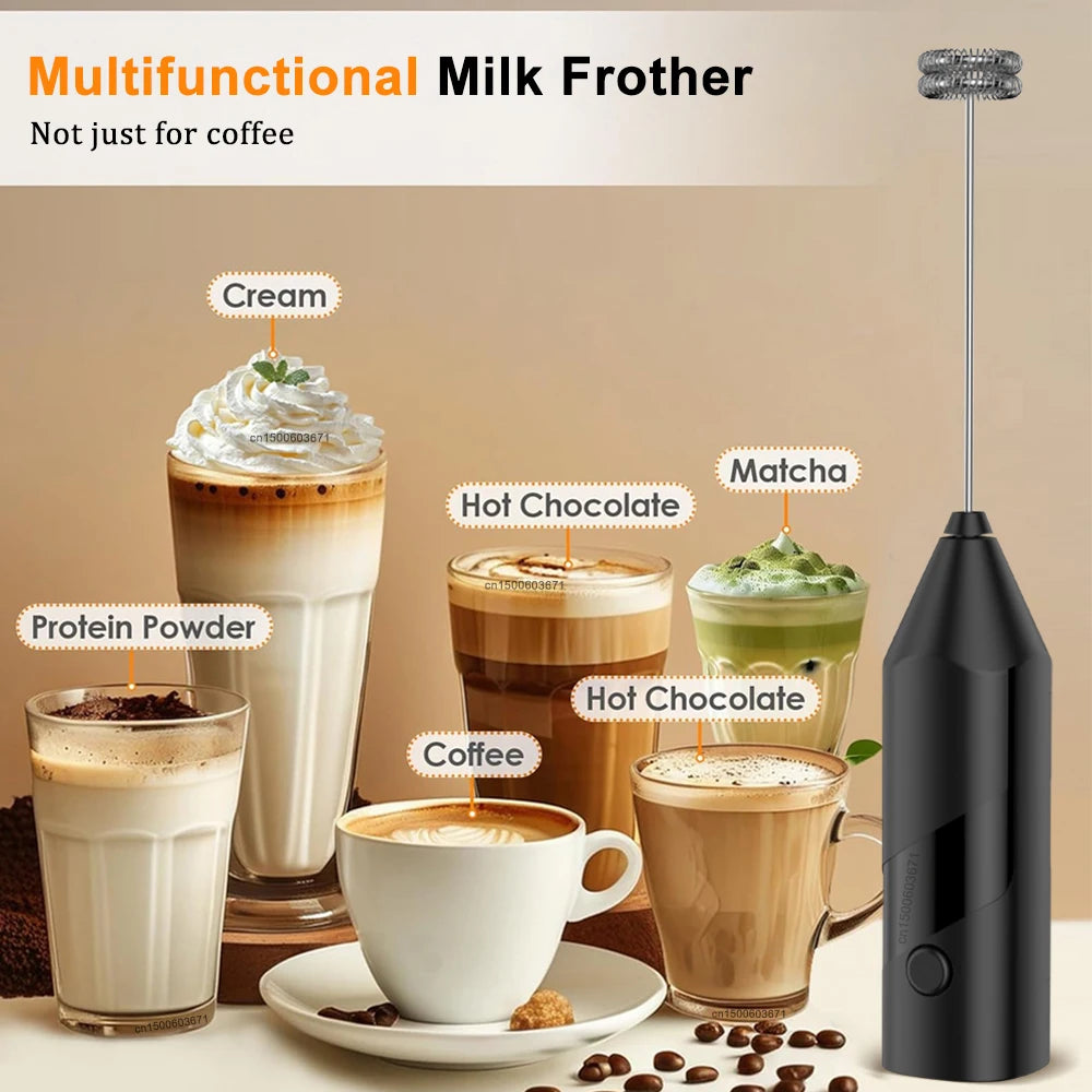 Espumador de leche inalámbrico con cabezal de acero inoxidable para café