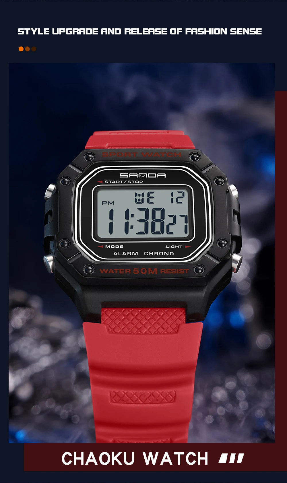 SANDA 2156 reloj de moda para hombre, relojes deportivos militares resistentes al agua, relojes de pulsera digitales Led con esfera grande del ejército, cronómetros para hombre
