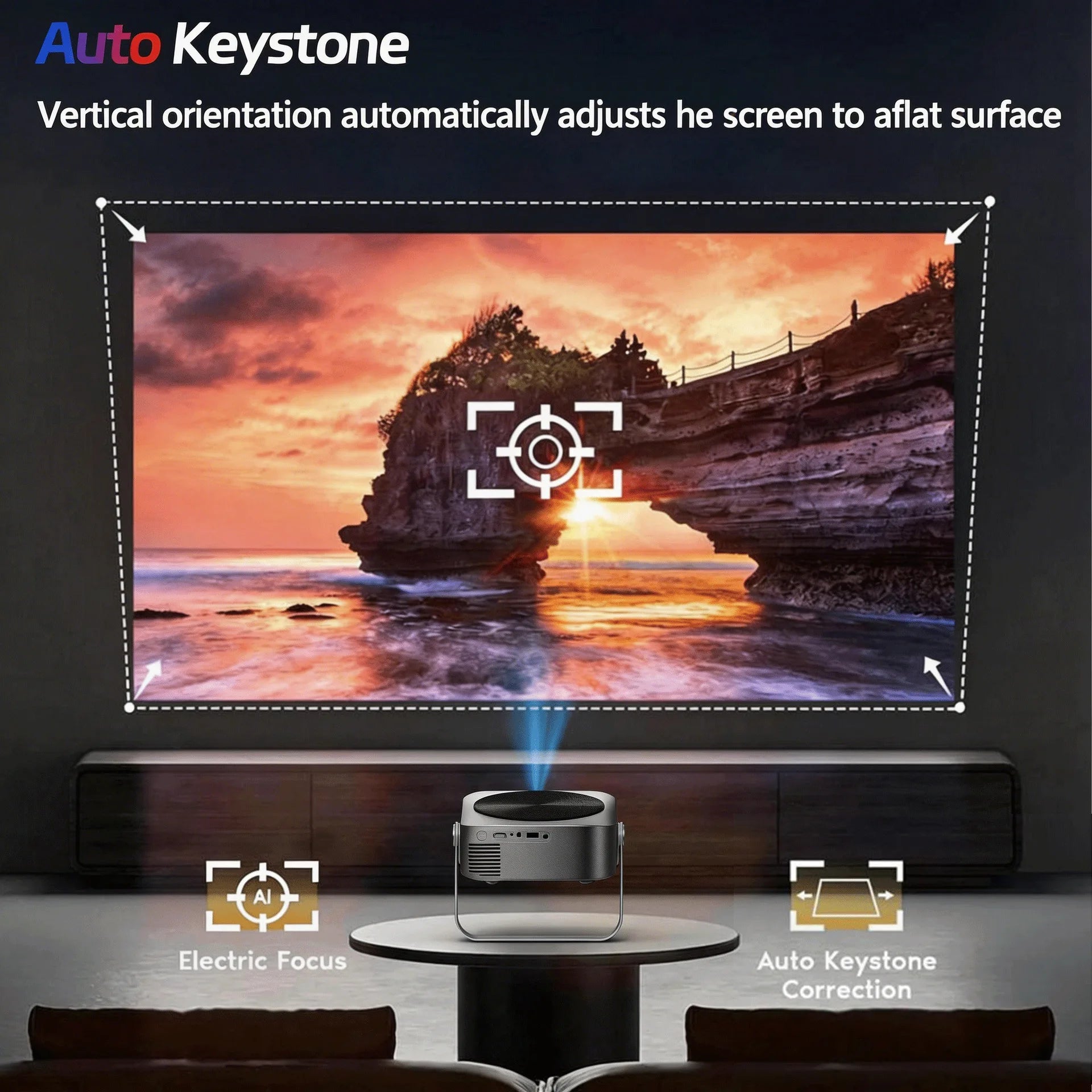 Nuevo Proyector PTZ A50 2026, Resolución Nativa 1080P, 360ANSI, Android Smart WiFi, Portátil, Cine en Casa, Proyector de Pared para Dormitorio