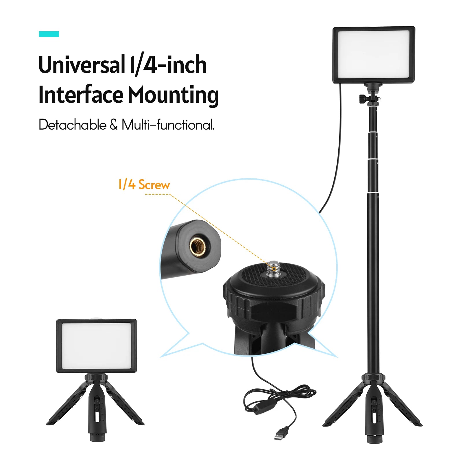 Andoer-Kit de iluminación LED para vídeo, iluminación de fotografía, 3200K-5500K, de 148cm de altura con trípode, soporte de 5 filtros de piezas para transmisión en vivo, 2 piezas