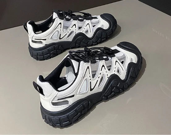 Zapatillas de Senderismo para Mujer |   Zapatos Casuales con Suela Gruesa |   Parte superior de malla transpirable, perfecta para la calle en primavera y aventuras al aire libre.