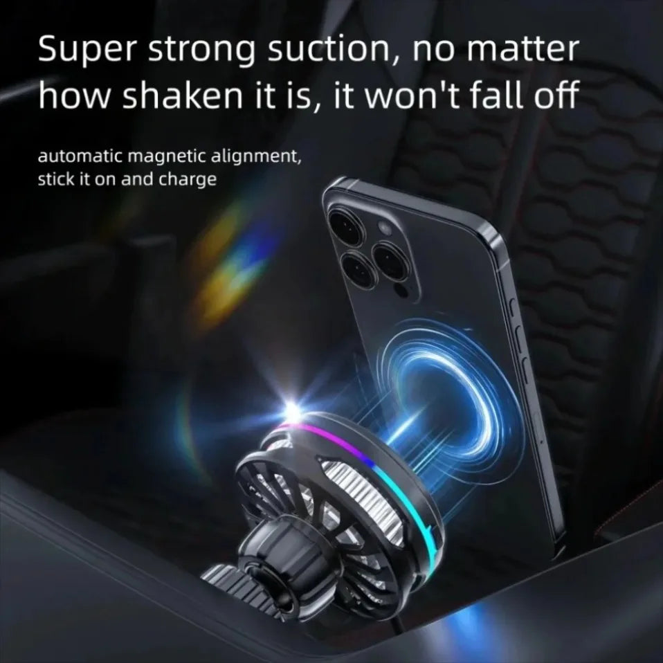 Cargador Inalámbrico Magnético para Coche con Refrigeración por Semiconductor, Soporte de Ventilación, Carga Rápida y Disipación de Calor para iPhone 17/16/15/14