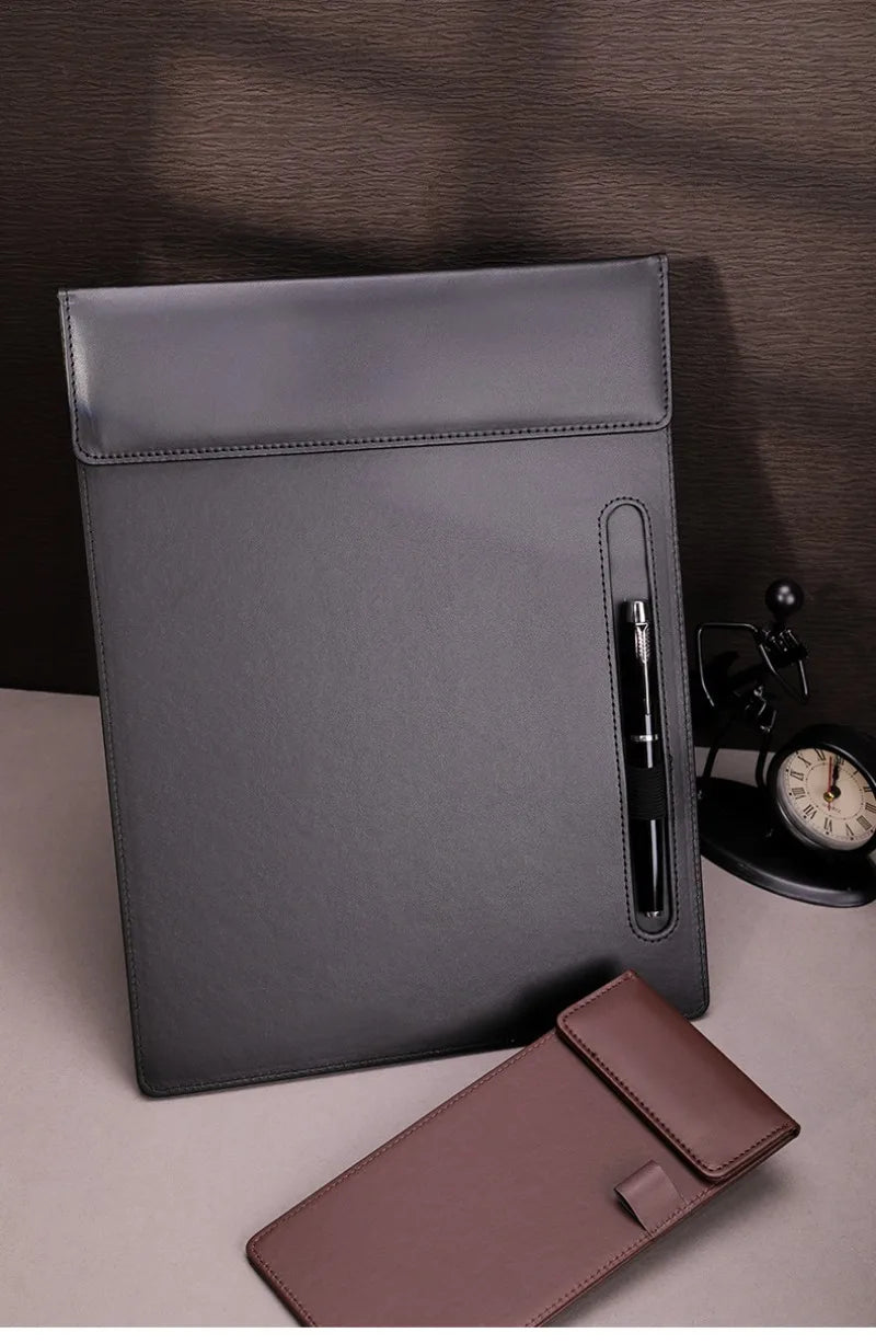 Carpeta Portapapeles A4, Carpeta de Trabajo, Portapapeles de Cuero PU, Carpeta con Clip para Archivos A4, Portadocumentos, Bloc de Notas para Conferencias con Portaplumas