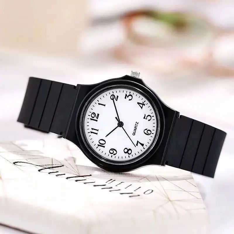 Reloj negro Simple, relojes de cuarzo para mujer, correa de silicona, reloj de pulsera de ocio para mujer, reloj de examen ligero de lujo para estudiantes, regalos