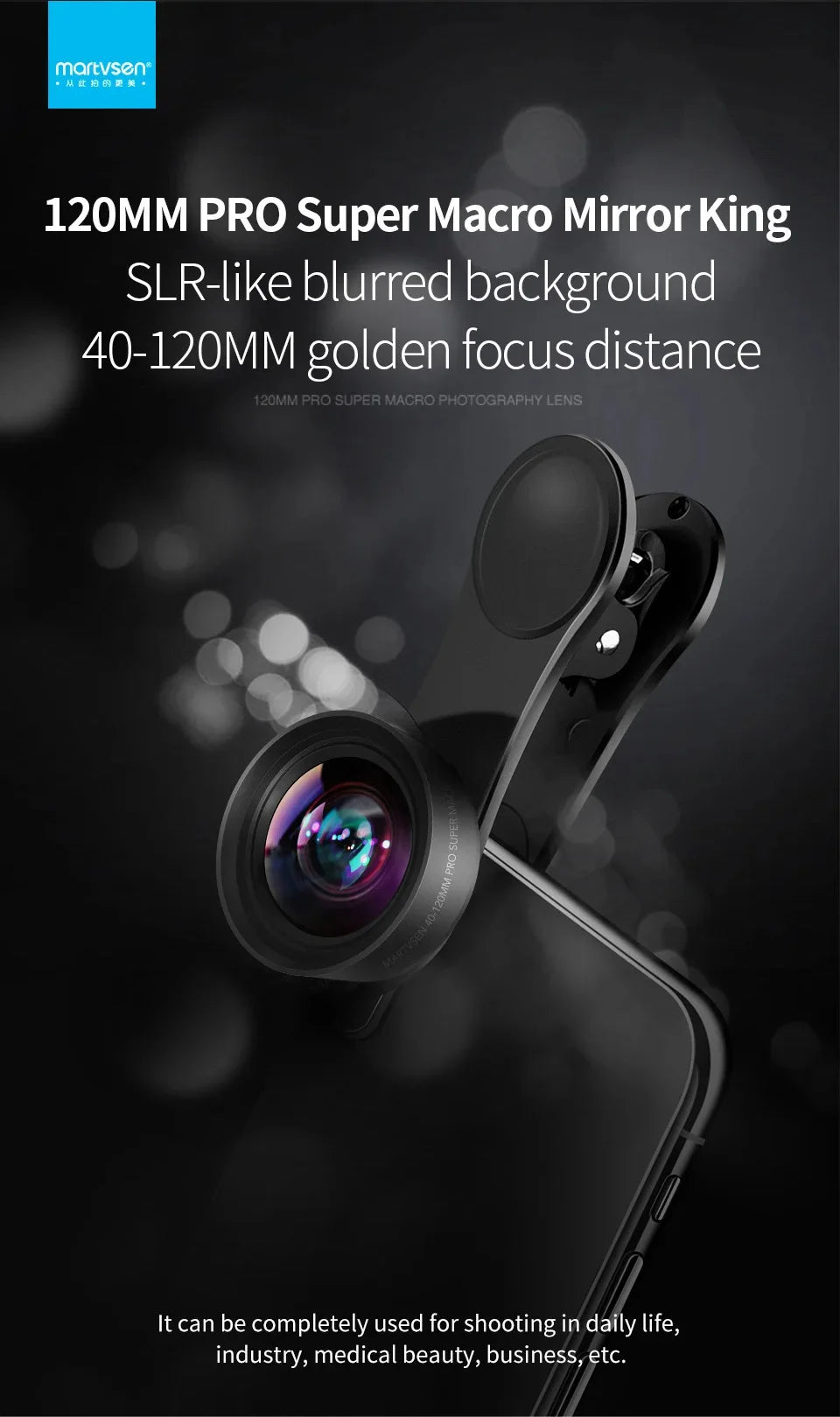 Lente Macro 120mm MARTVSEN 5K HD 10x para iPhone y Android