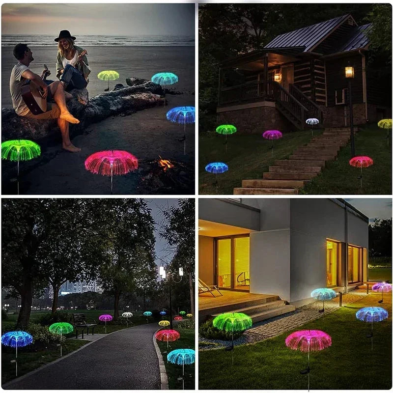 Luces Solares de Jardín con Medusas de Fibra Óptica