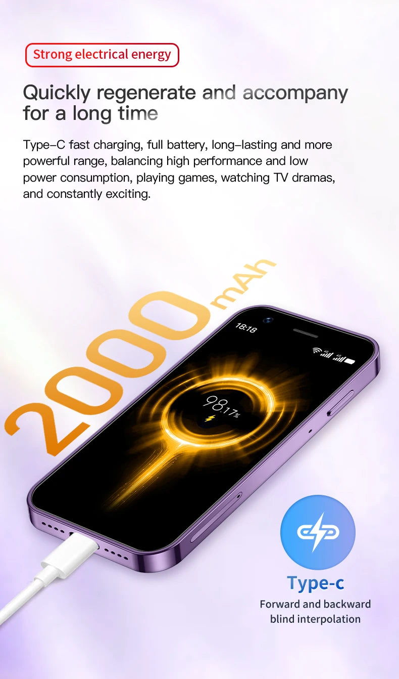 Mini Teléfono Inteligente ONEMYTH XS16 Azul de 3 Pulgadas |   4G Doble SIM Doble Modo de Espera |   Memoria de 3+64 GB |   Teléfono Pequeño con Reconocimiento Facial de Play Store