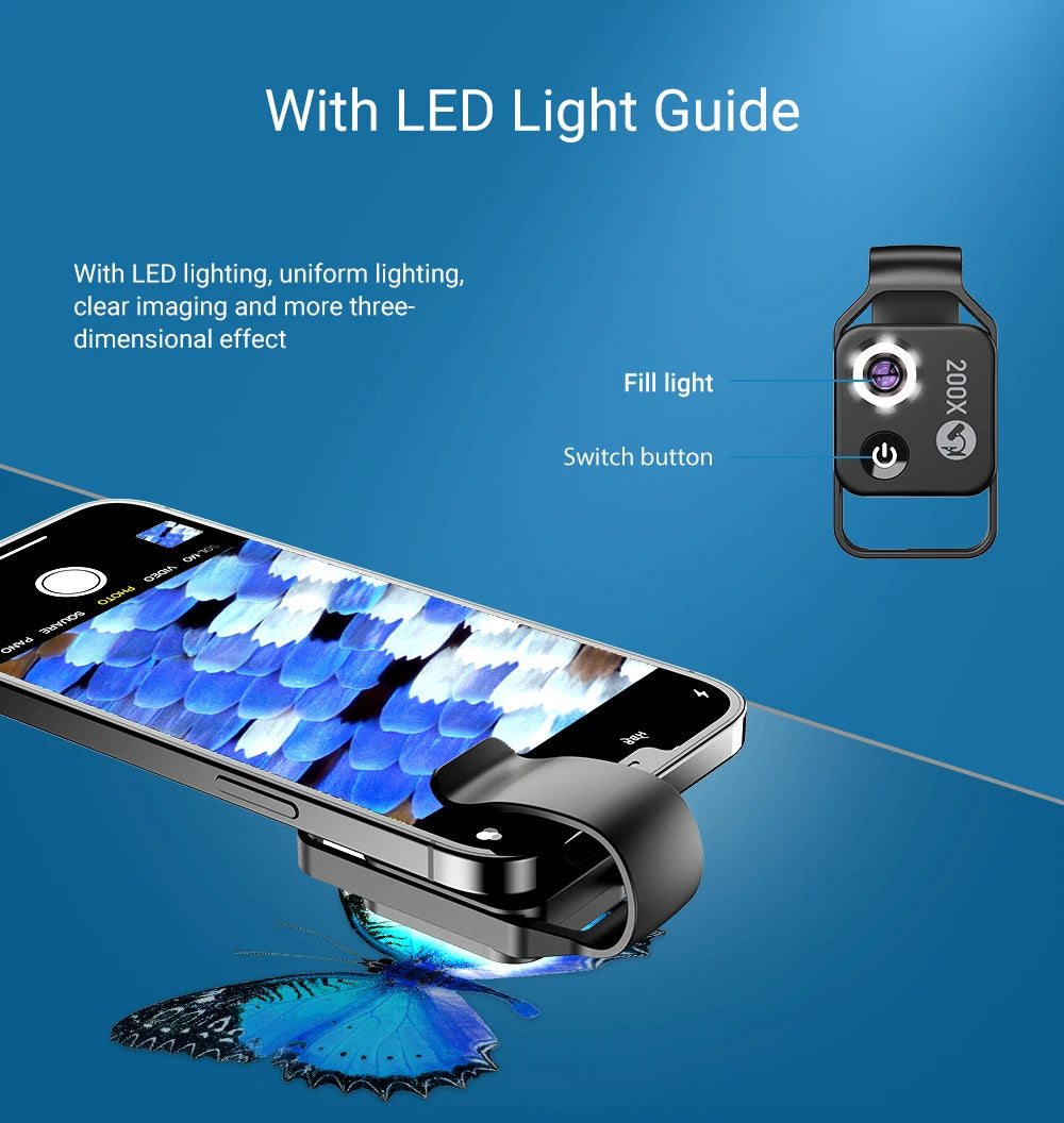 Lente de Microscopio Digital APEXEL 200X con Luz LED