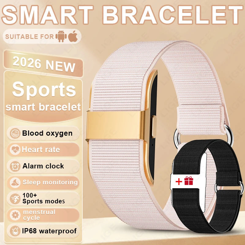 Pulsera inteligente LIGE 2026, monitor cardíaco y VFC, resistente al agua IP68