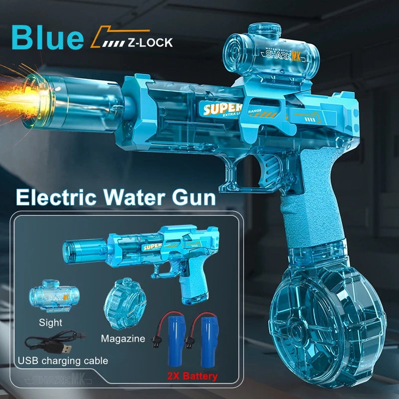 Pistola de Agua Eléctrica con LED y Llama para Niños y Adultos