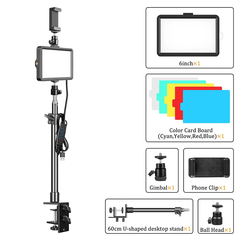 Luz LED Regulable para Video y Fotografía con Trípode 6/8"