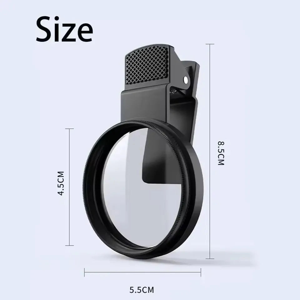 Mini Soporte Clip 52mm con Filtro CPL para Cámara de Teléfono