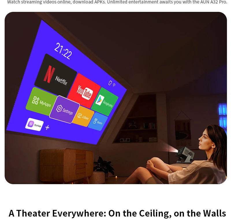 AUN A32 Pro Android 13 proyector portátil cine en casa MINI juegos para niños proyectores LED 3D WIFI para teléfono 4K Video 1080P
