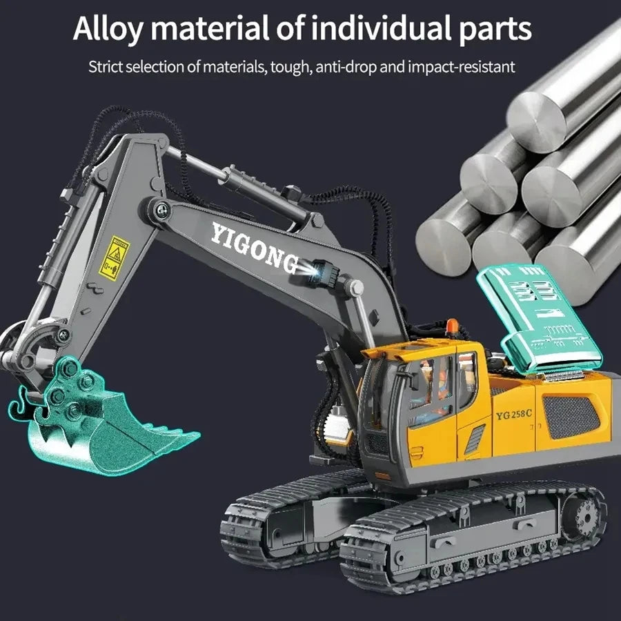 Excavadora, Volquete y Bulldozer RC 4WD con Control Remoto, Vehículos de Construcción