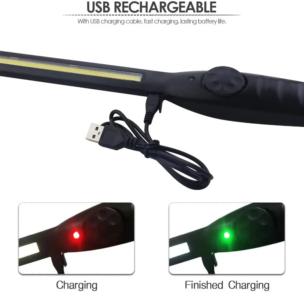 Lámparas de Trabajo COB Portátiles con Linterna LED Recargable Magnética, Regulación Continua, Lámparas de Reparación de Emergencia para Automóviles