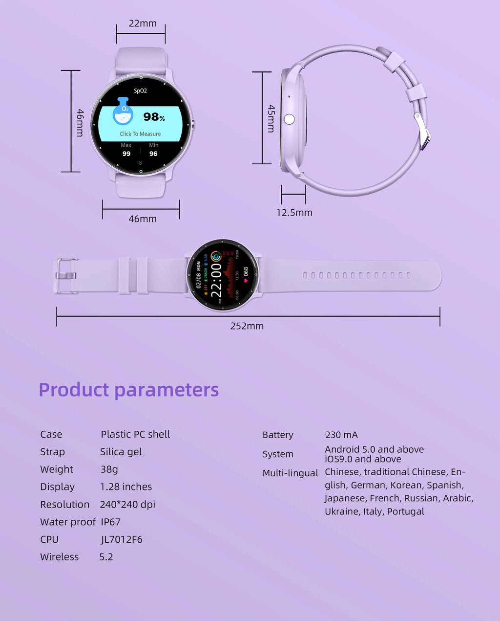 LIGE Reloj Inteligente Táctil IP68 Bluetooth