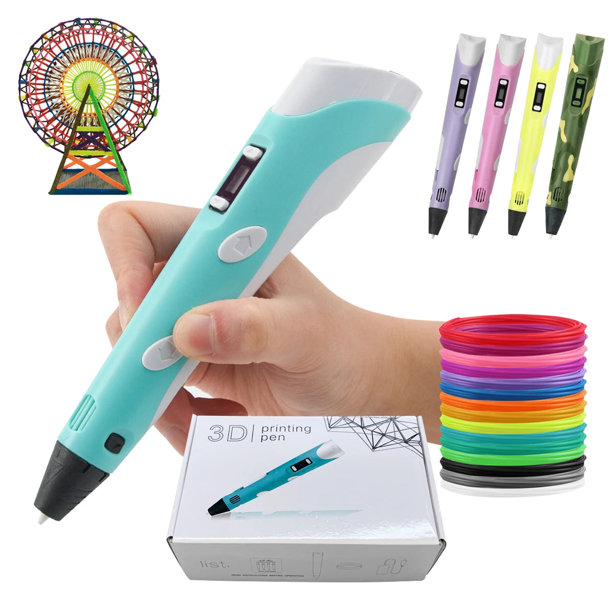 Bolígrafo 3D para Niños, Dibujo DIY con Filamento PLA y LCD