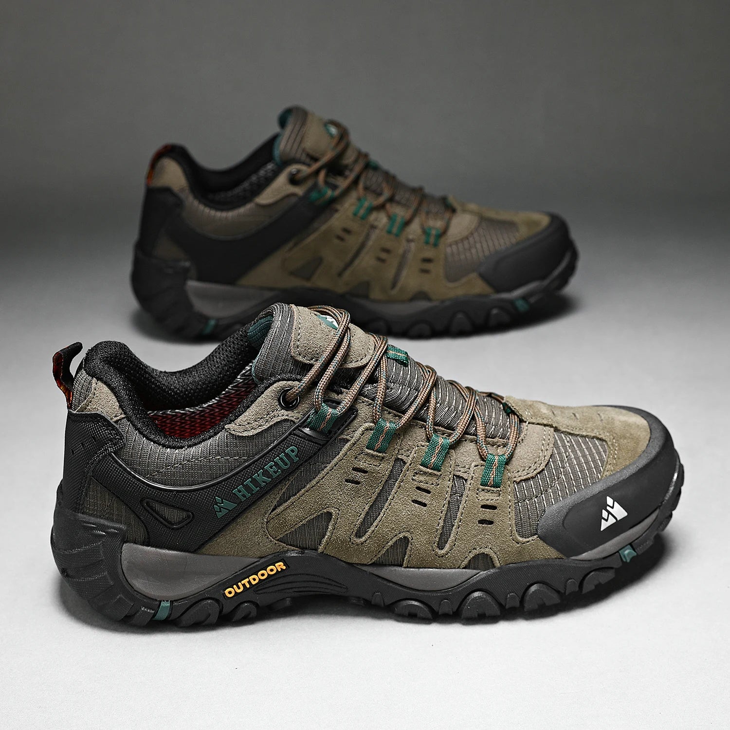 Zapatos de senderismo HIKEUP para hombre, zapatos de exterior de piel de ante, zapatillas tácticas resistentes al desgaste para senderismo, caminar y cazar