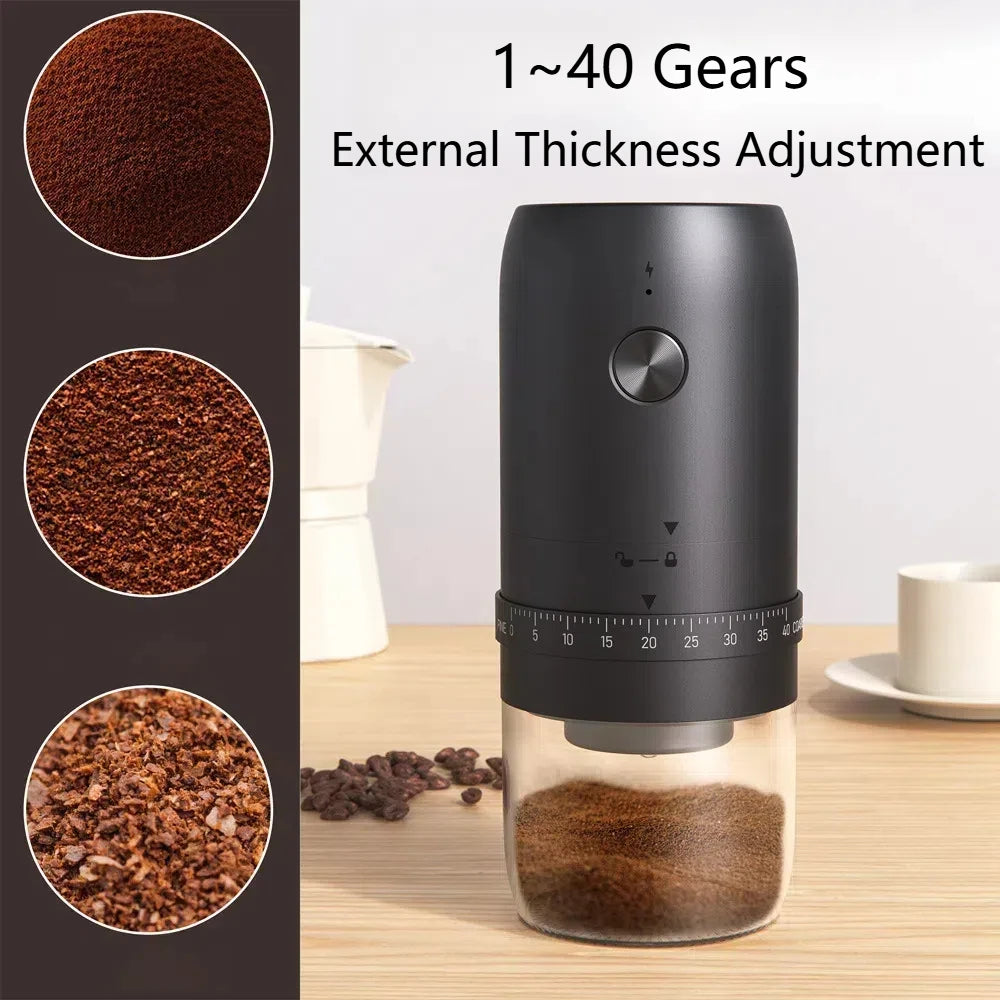Nuevo Molinillo de café eléctrico USB portátil, 40 engranajes, molinillos recargables ajustables externos, Mini máquina de café para el hogar