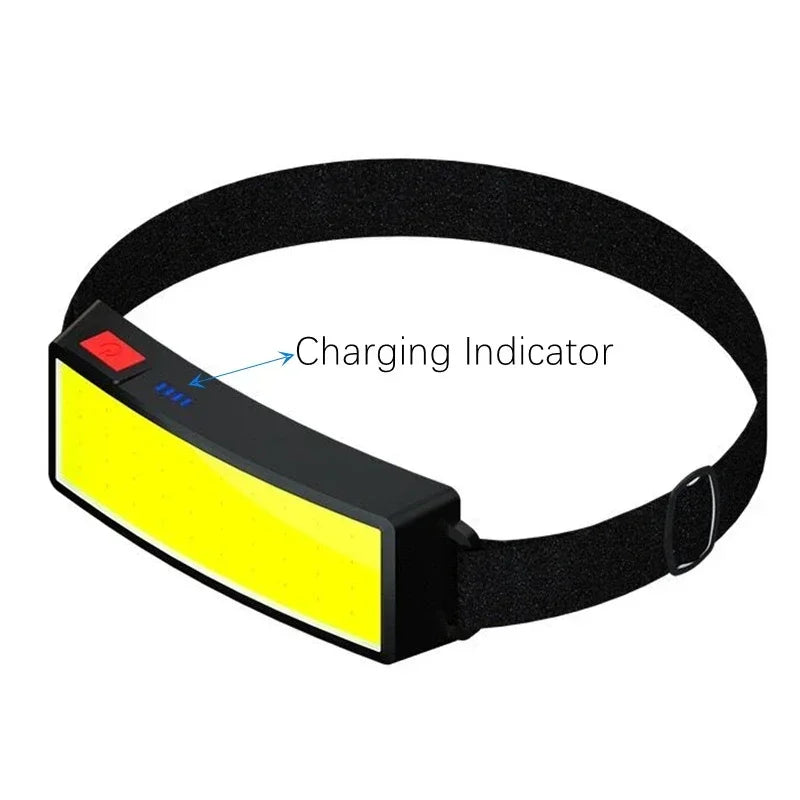 Linterna Frontal LED COB Portátil Recargable USB Resistente al Agua Camping